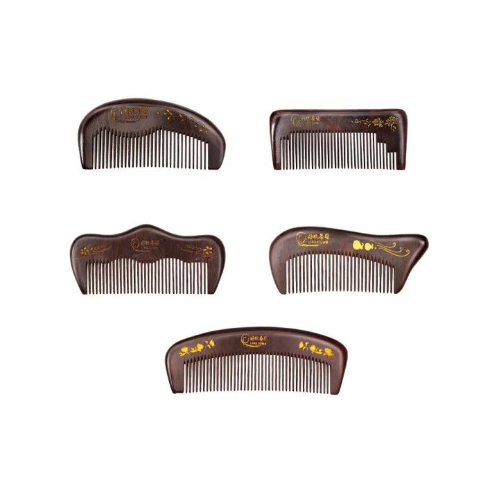 Golden Sandalwood Hair Chinese Wooden Pilling Width Teeth Combs Making