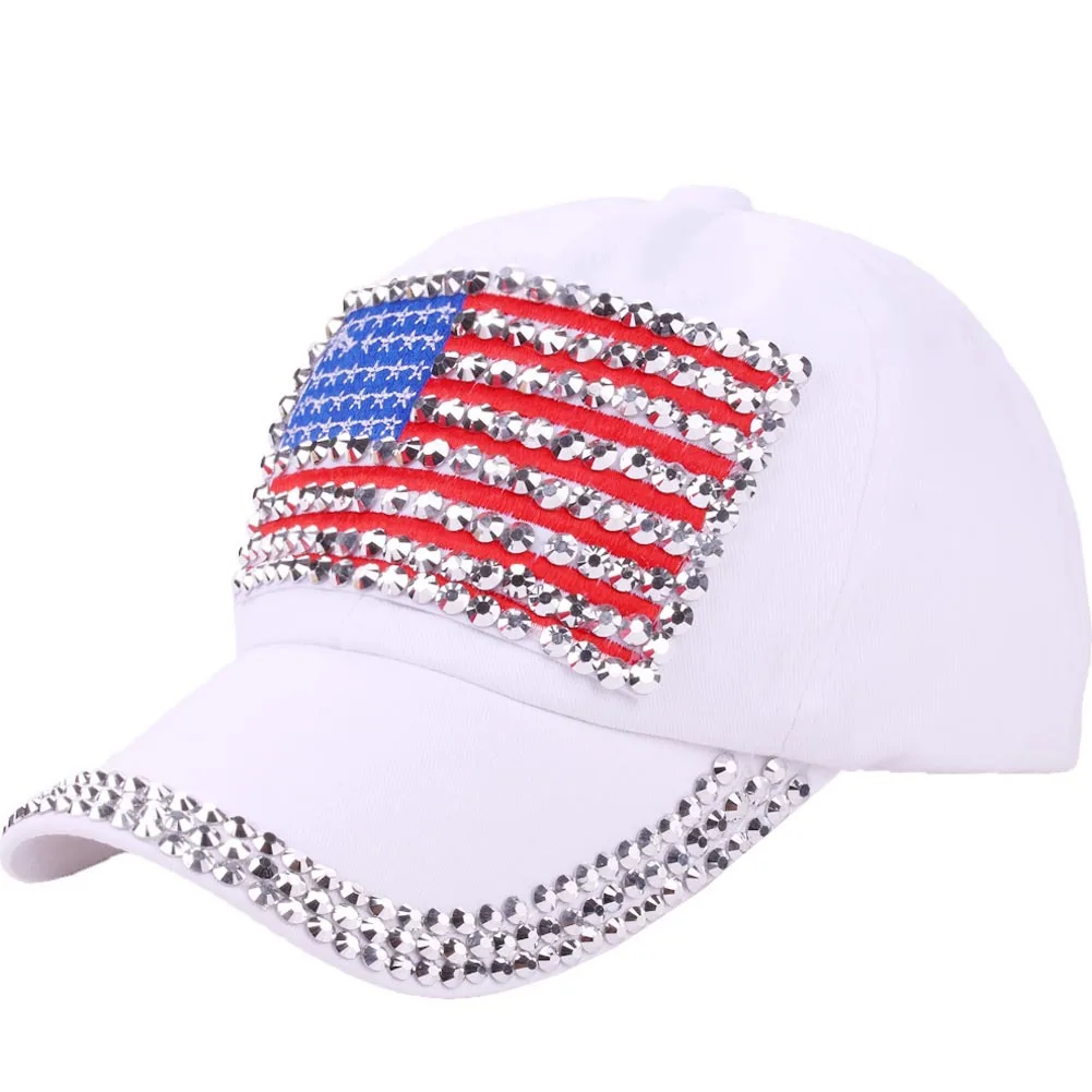 Ladies Flag Letter Rhinestone Wholesale Baseball Cap Hot Drill Cowboy Hat Peaked Hat