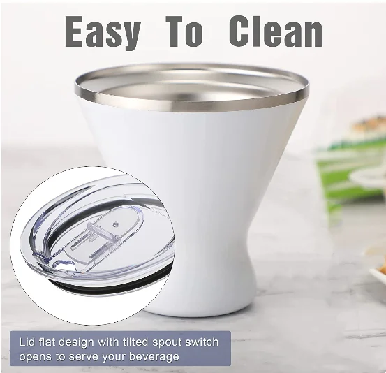 10 oz Martini Glasses Stainless Steel Margarita Glass Vacuum Insulated Cocktail Tumbler Margarita Cooling Cups with Lid for Hot