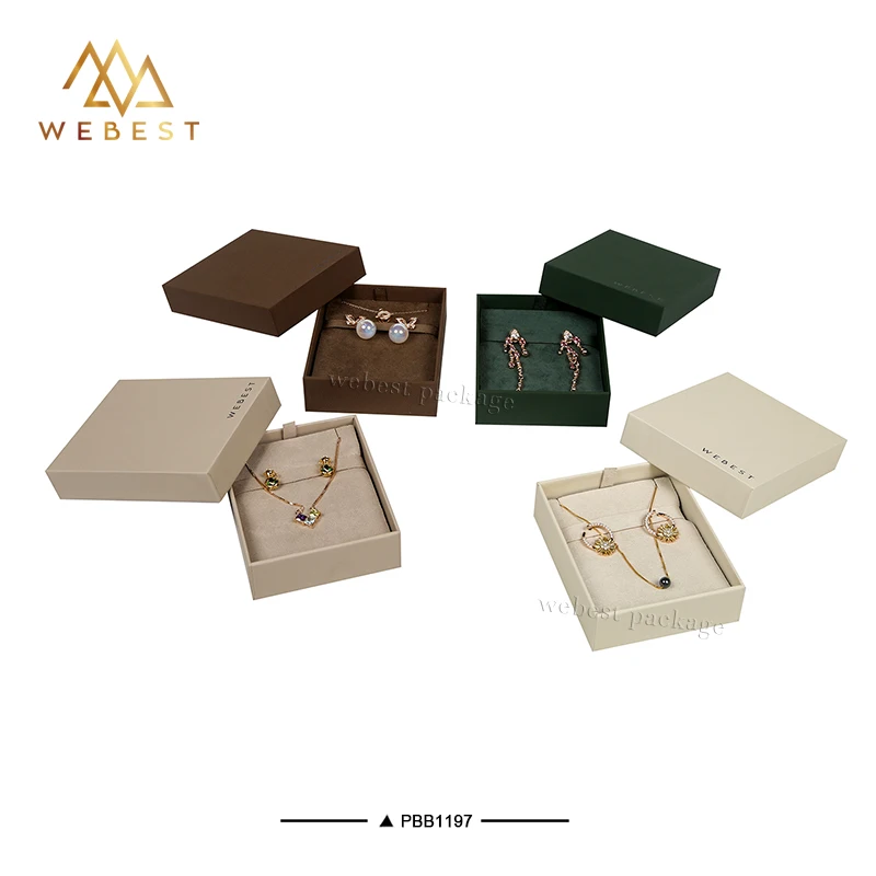 Webest jewelry boxes custom logo paper cardboard jewelry box necklaces jewellery packaging boxes wholesale