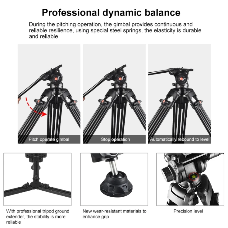  Factory Wholesale PULUZ Professional Heavy Duty Video Camcorder Aluminum Alloy