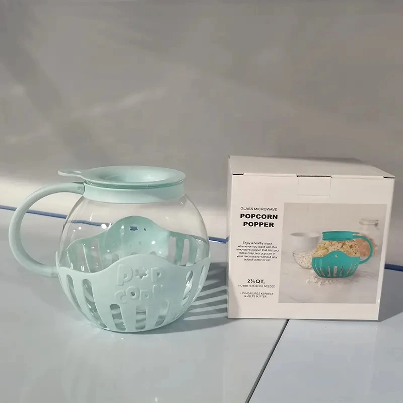 2,25QT Microwave Micro-Pop Popcorn Popper Borosilicate Glass round microwave popcorn popper for microwave use hot air popcorn