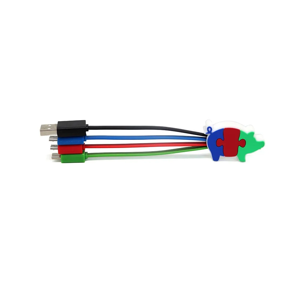 Promotional Personalized Gifts Custom Shaped Multi Port 3 In 1 Charging Cable USB Charger Cable for Ipad IPhone