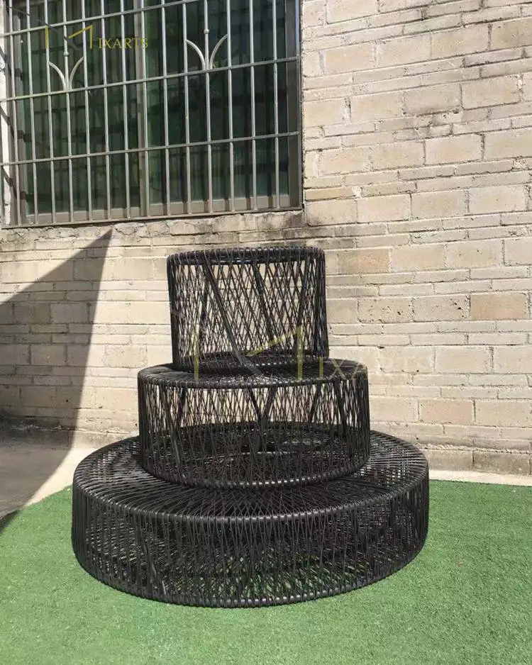 
New Design Aluminum Black Round Plastic Wicker Rattan Dressing Table 