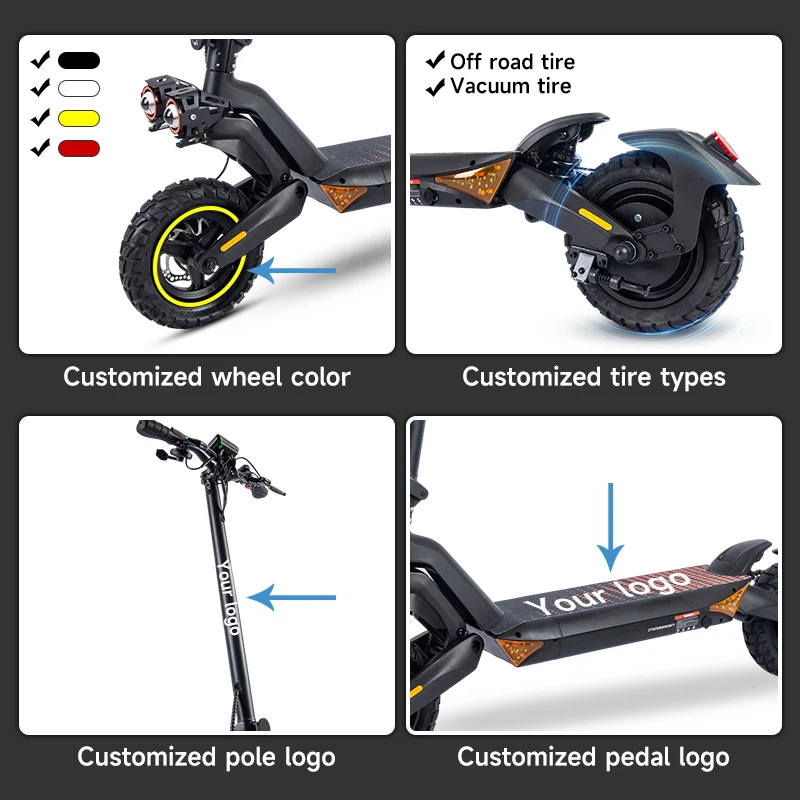 Aluminum alloy 800w motor 48v lithium battery 10 inch off-road tubeless tire T8 adult folding electric scooter