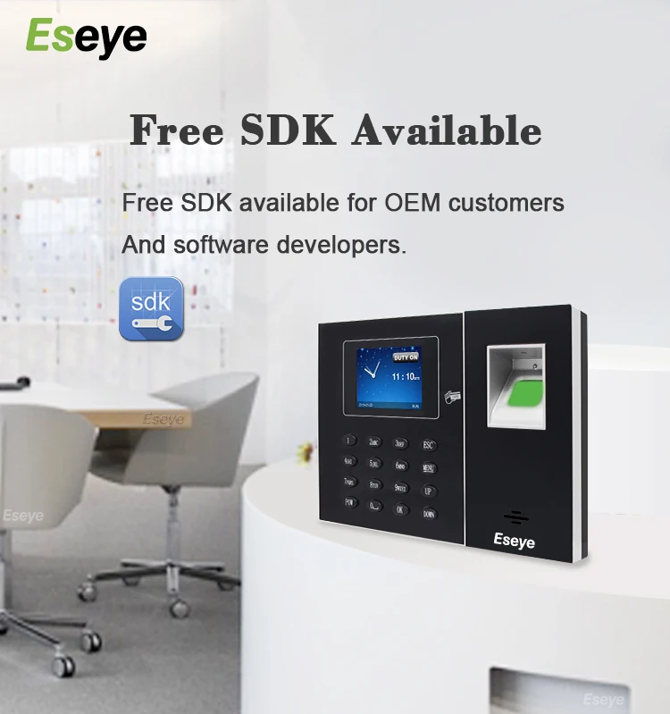 Eseye 2.4inch Attendance Management System Time Recording Device Fingerprint Face Recognition USB TCP English ID Card Management