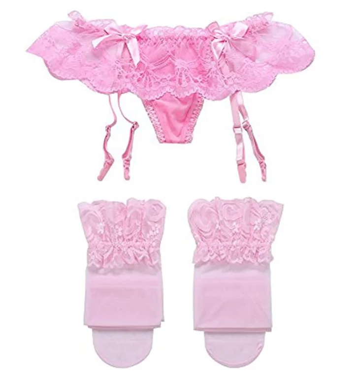 Womens Sexy Lace Garter Belts with Panties and High Thigh Stockings Sets Sexy Lingerie