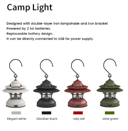 Outdoor Camping Lamps Light Tent Lighting USB Portable Retro for Outdoor Adventures LED Normal Temperature Camping Accessories