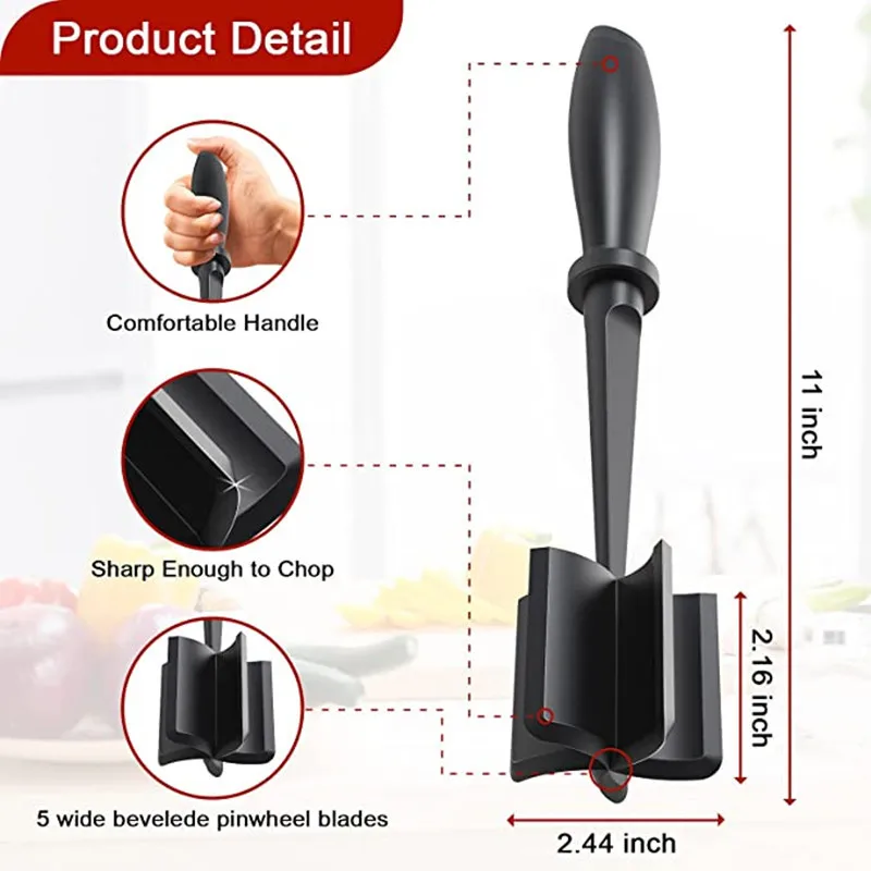 Food Masher Wholesale Kitchen Gadget Ground Beef Hamburger Chopper Heat Resistant Cookware Potato Meat Masher Chopper
