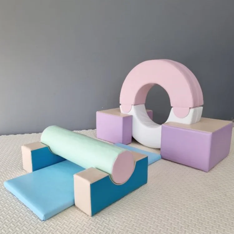 High Quality white pink grey foam soft play equipment indoor outdoor kids balance crawl sensory softplay rental event soft play
