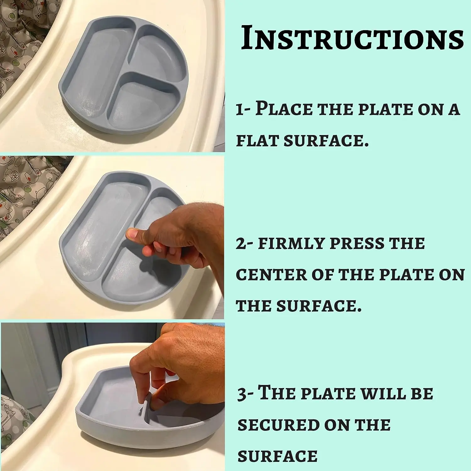 Silicone Infant and Toddler Feeding Plates Spill Resistant Easy to Clean Feeding Plates Bpa Free Silicone Plates