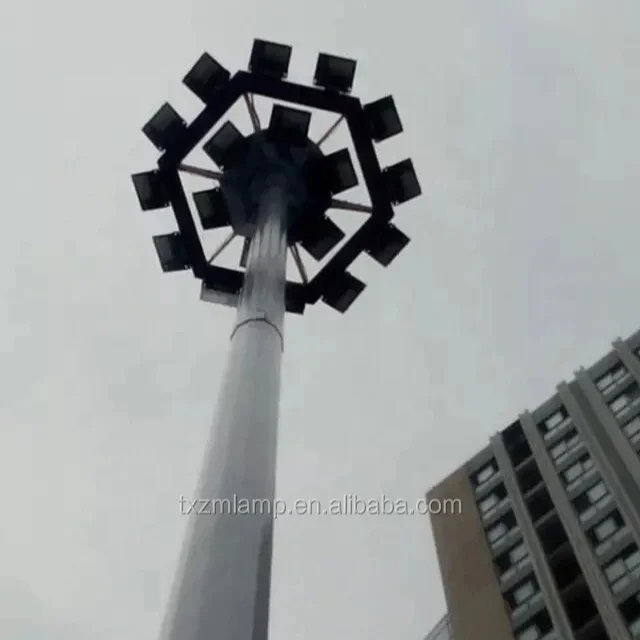 Aluminum 25m 30m high mast led flood lighting pole price