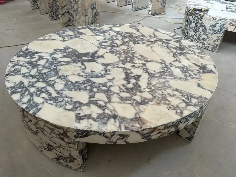 LANDIVIEW Round Table Calacatta Viola Marble Table Living Room Furniture