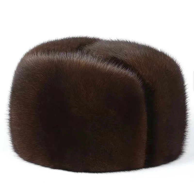 Custom Winter Hats Winter Warm Fur Soft Keep Warming Men Mink Fur Leather Winter Hats With Earflap