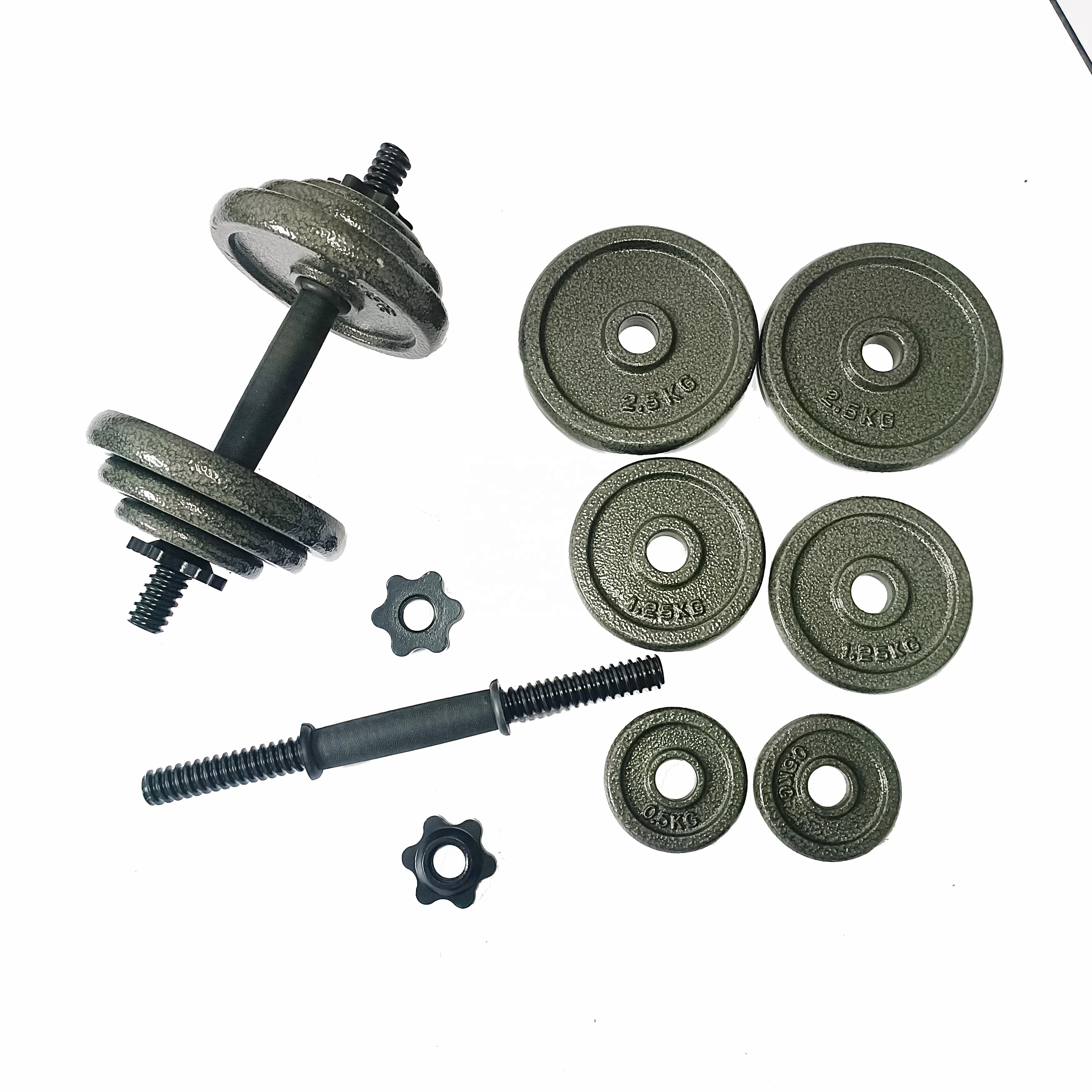 dumbbell cast iron Paint-baked 20kg black dumbbell barbell fitness equipment combine set