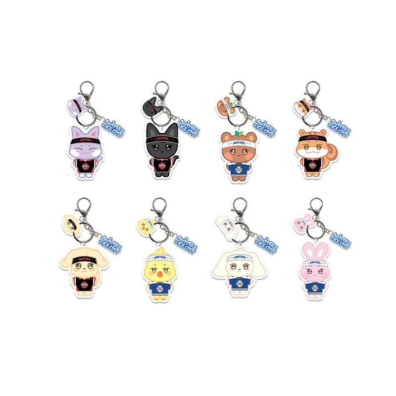New Korean Kpop ATEEZ Acrylic Keychain Cartoon Car Bag Pendant Key Ring Holder ANITEEZ Fans Gifts Collection Gifts