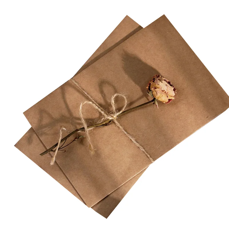 High Quality Kraft Paper Vintage Envelope String Closure Pockets with Button for Mail Postcard Invitation