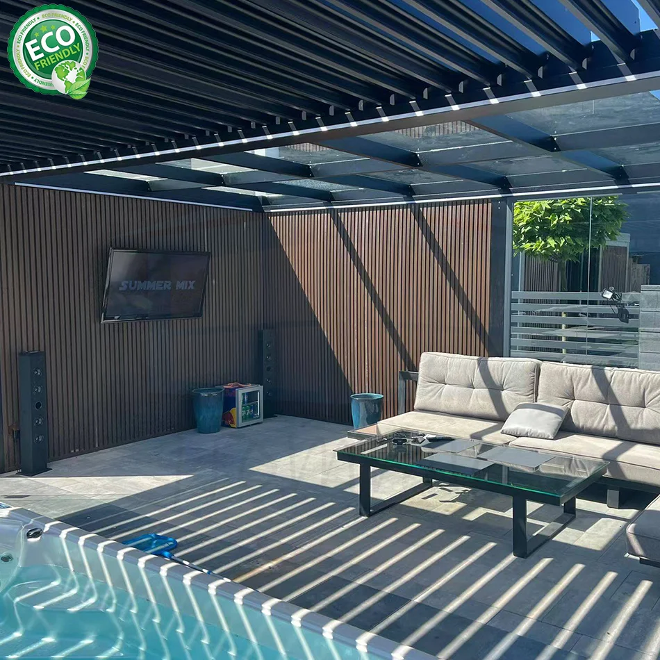 Four Season Electric Shutter Aluminium Pergola Canopy Garden Pavilion Aluminium Gazebo Outdoor Louvre Pergolas Motorized