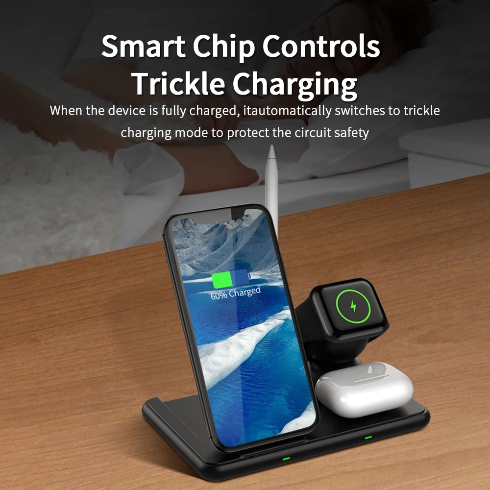 Лидер продаж, магнитный мобильный телефон с быстрой зарядкой 15 Вт, 4 в 1 или 3 в 1, беспроводное зарядное устройство Qi, подставка, лампа, зарядная станция
