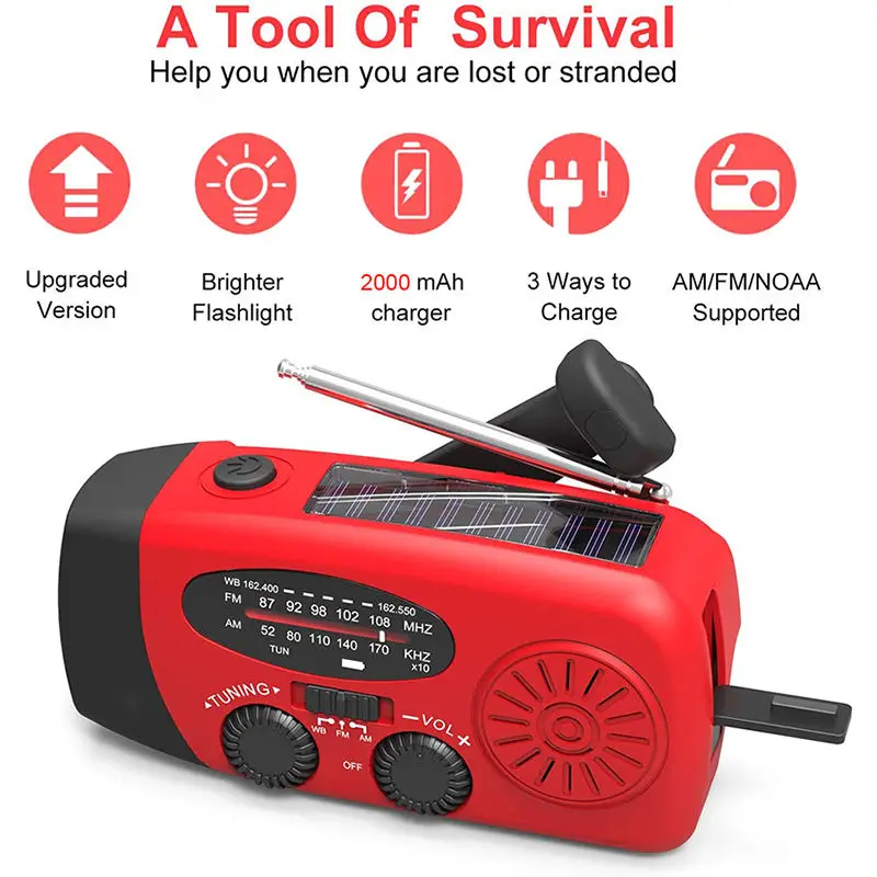 Аварийное радио на солнечной энергии с ручным управлением AM FM NOAA радио 3 модели фонарик SOS будильник Динамо портативное мини-радио walkman