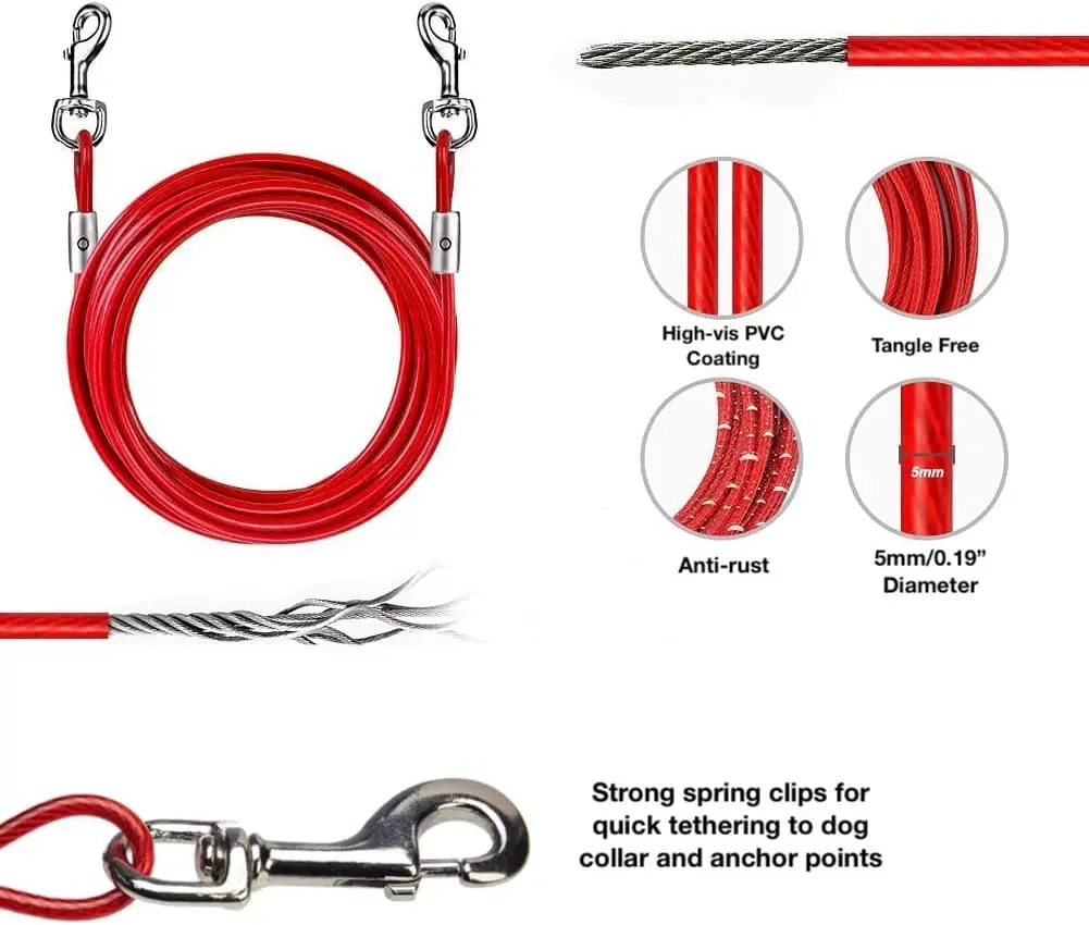 Leeao double-headed hook steel wire dog leash leash supporting pets with ground nails fixed pile dog pile dogs anchoring