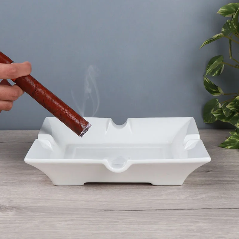 Wholesale Restaurant Hotel Office Square Shape White Ceramic Cigarette Ashtray