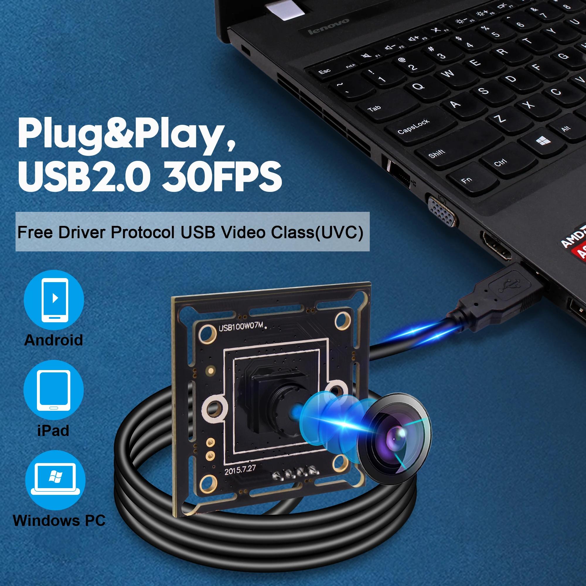 ELP OV9712 1Megapixel 1280*720 30fps USB2.0 Mini Digital Camera Module USB with 45 degree M7 lens