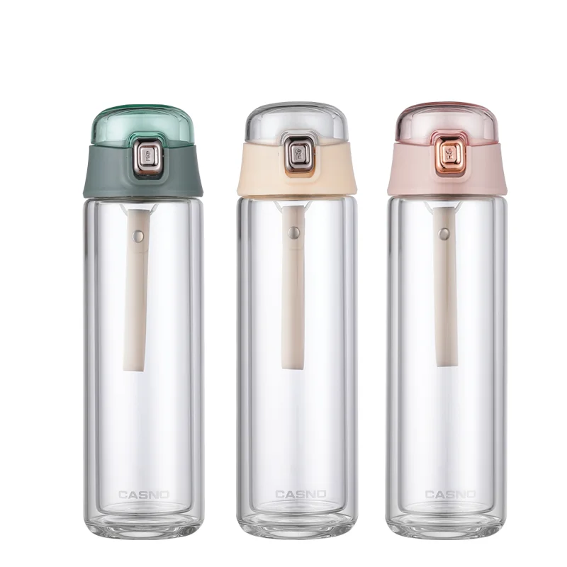 OEM&ODM 300ml Transparent Glass Tea Cup Glass Water Bottle With Tea Strainer
