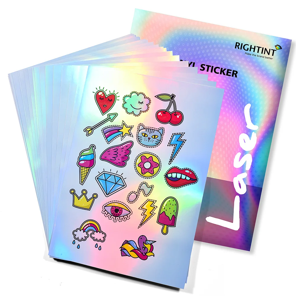 holographic vinyl sticker paper a4 8.5x11 self adhesive paper