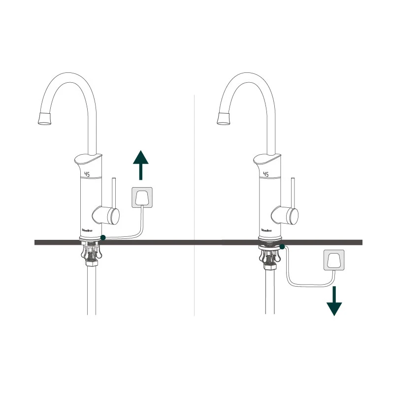 Briwellna Universal 220v Kitchen Instant Water Tap Heating Water Faucet with LED display