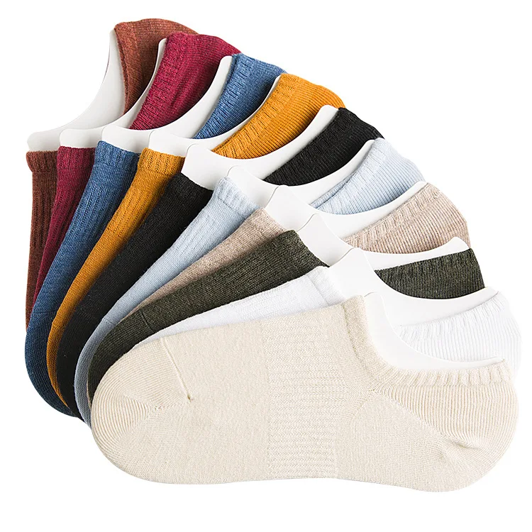 women socks Wholesale spring summer women solid color boat socks rubber band silicone non-slip invisible socks