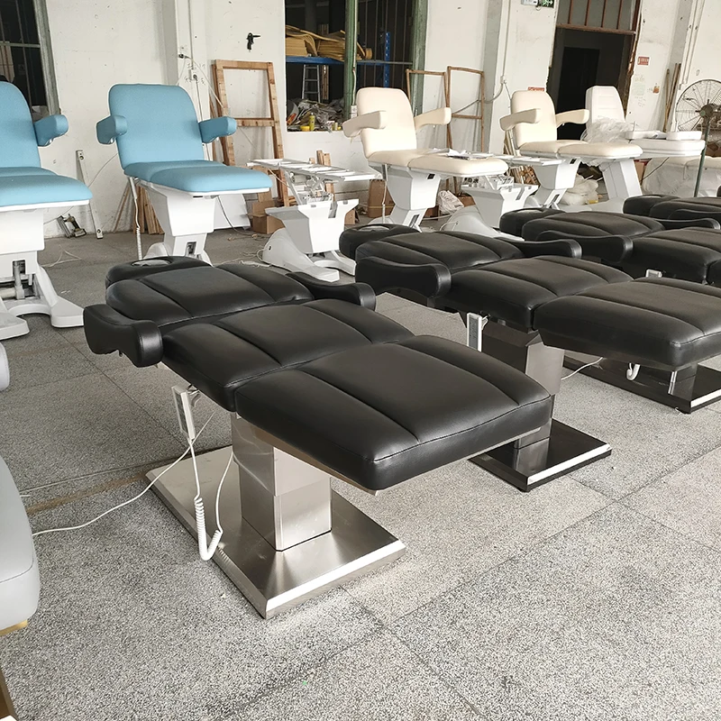 Full Black Salon Adjustable Facial Bed Tattoo Chair 3 Motors Electric Cosmetic Bed Beauty Salon