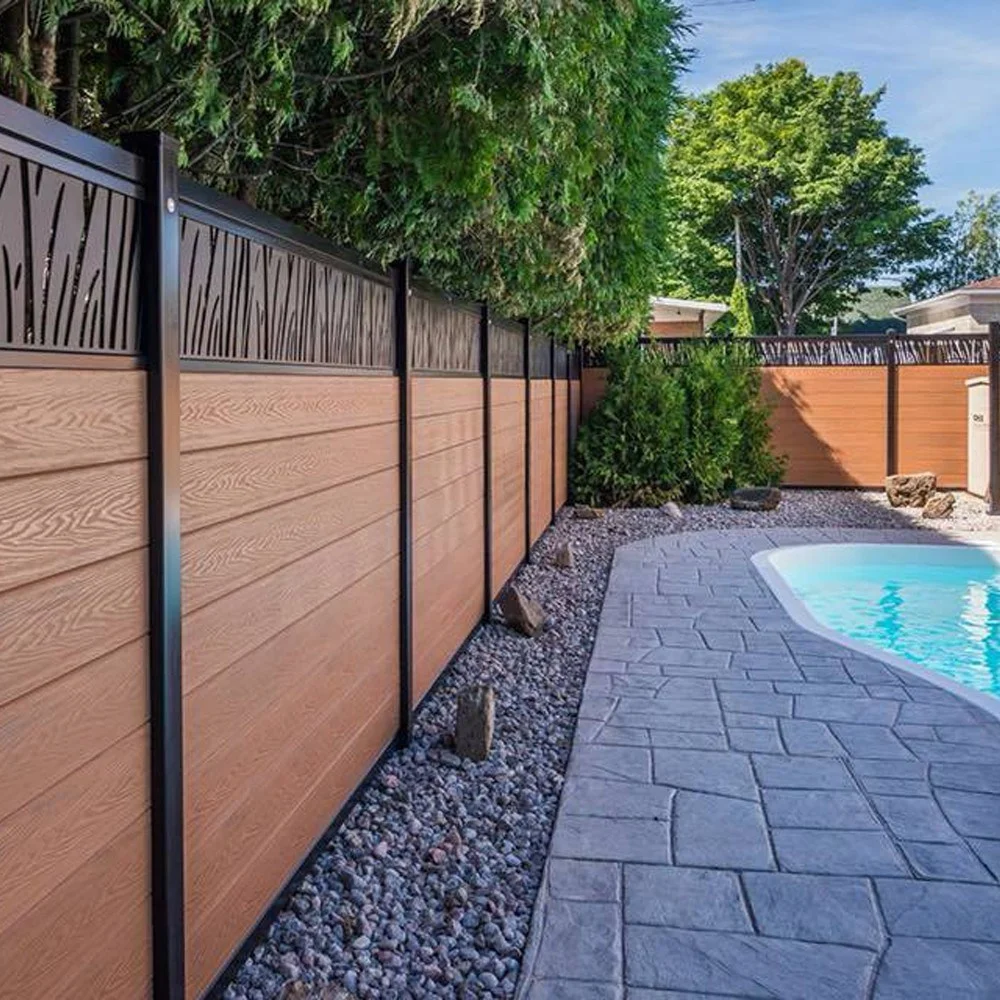 Fire rated WPC fencing trellis gate outdoor aluminum composite garden fence post wood plastic composite fence panel/board