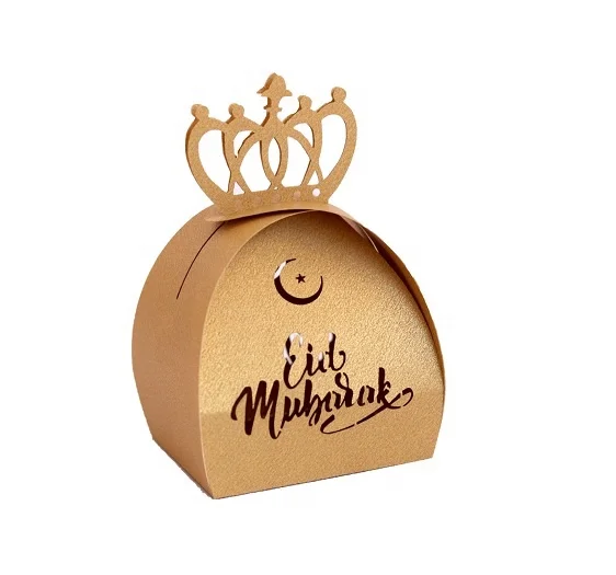 ramadan decoration Eid Mubarak candy box shiny crown muslims festival hollow gift box Islamic festival party favor