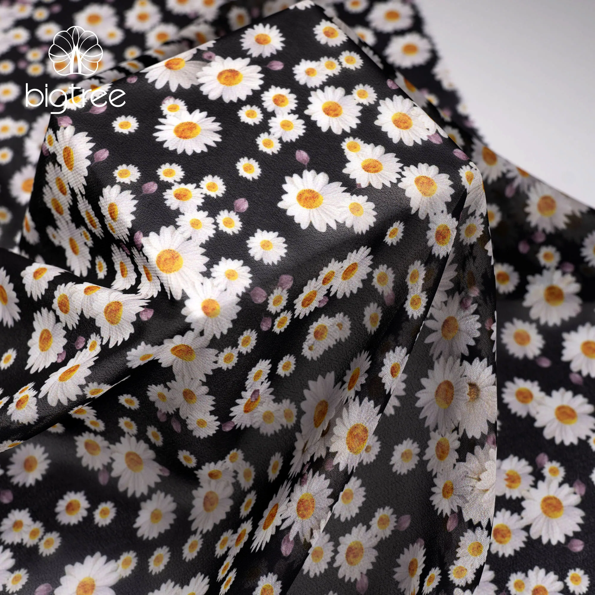 
Custom Georgette Fashion Digital Printed Small Daisy Dress Skirt Shirt trousers 100% Polyester Fabric 