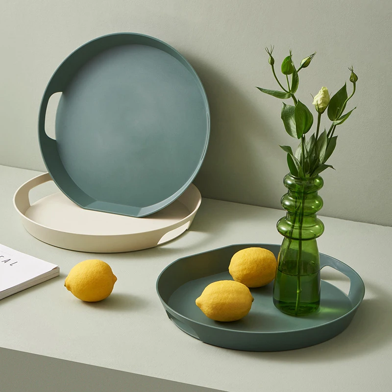 
Plastic Round Melamine Service PP Tray with two handle 