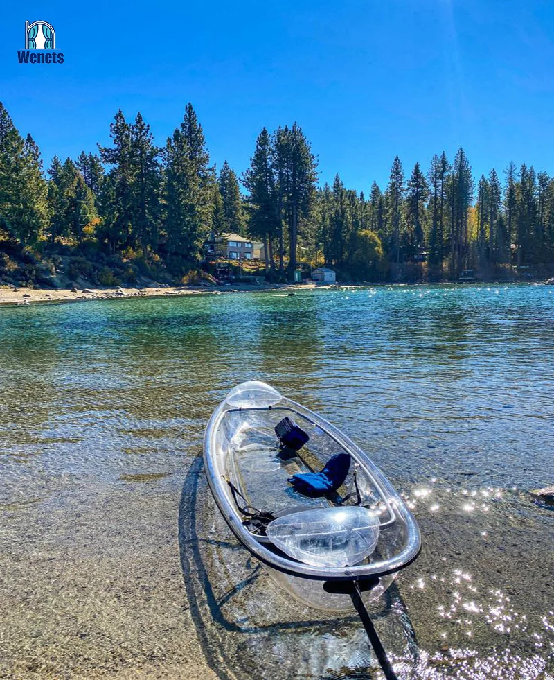 Single Seat Clear Polycarbonate Boat one Person Fishing Boat Transparent Kayak With Paddle