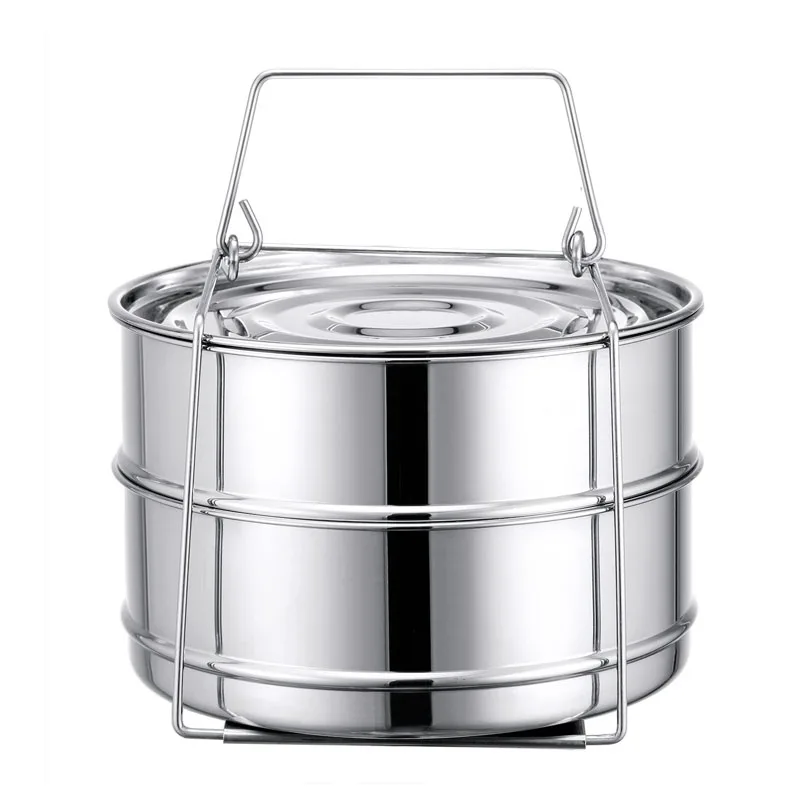 Stackable 2 Layer Stainless Steel Steamer Insert Pan for Pressure Cooker