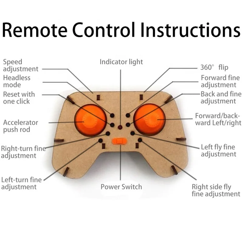 Self assembly kit flash light remote control quadcopter RC wooden diy drone kit for students