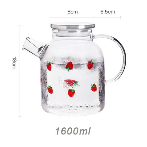 1000ml 1600ml Handmade borosilicate heat resistant glass teapot with bamboo lid