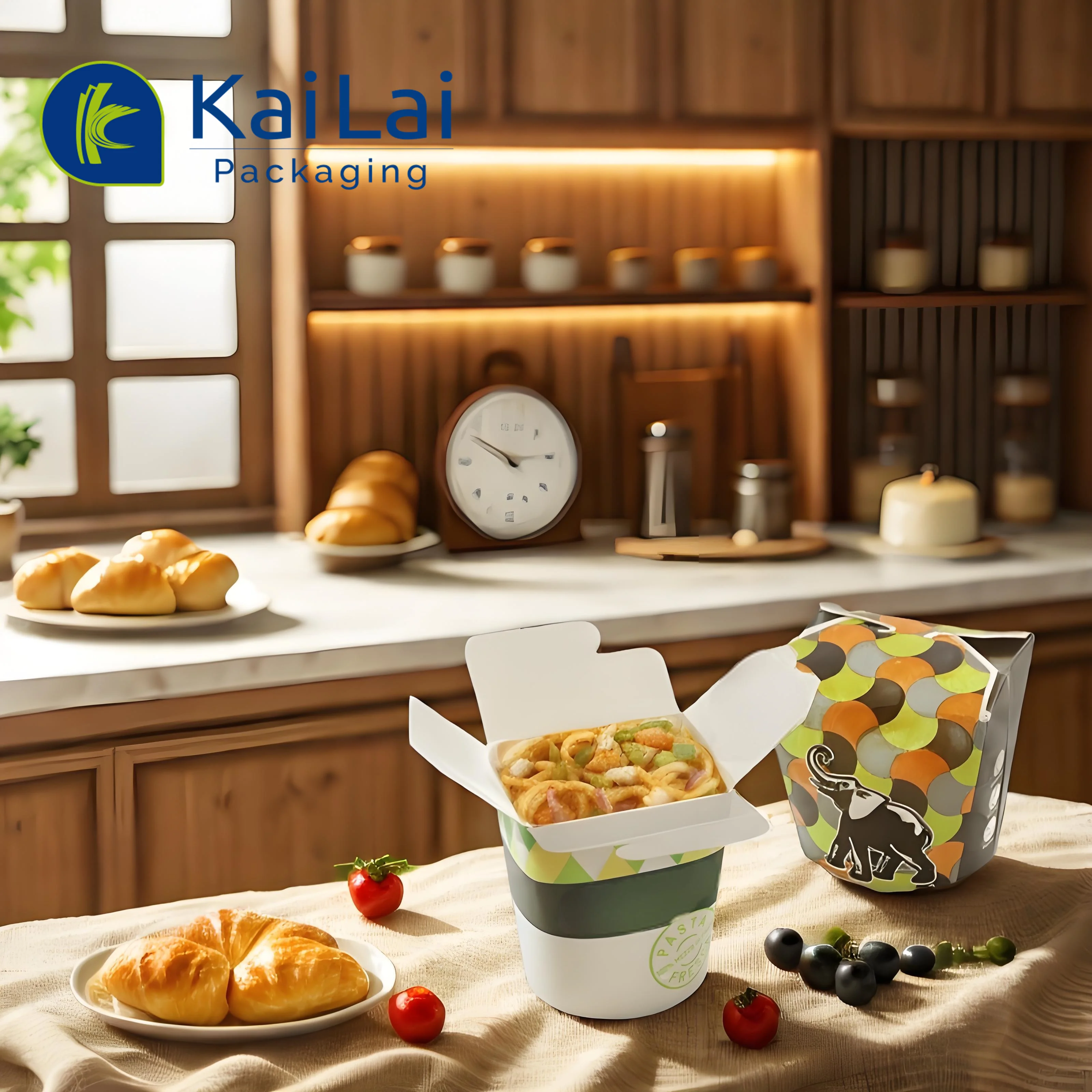 Custom Recycled Biodegradable Disposable Rice Pasta Food Container Noodles Takeaway Packing Box 16oz Kraft Paper Box for Noodles