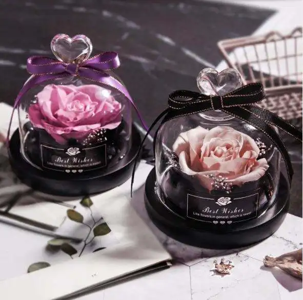 2023 Mothers Day Gifts Preserved Flowers Gift Box Forever Rose Eternal Flowers In Glass Dome