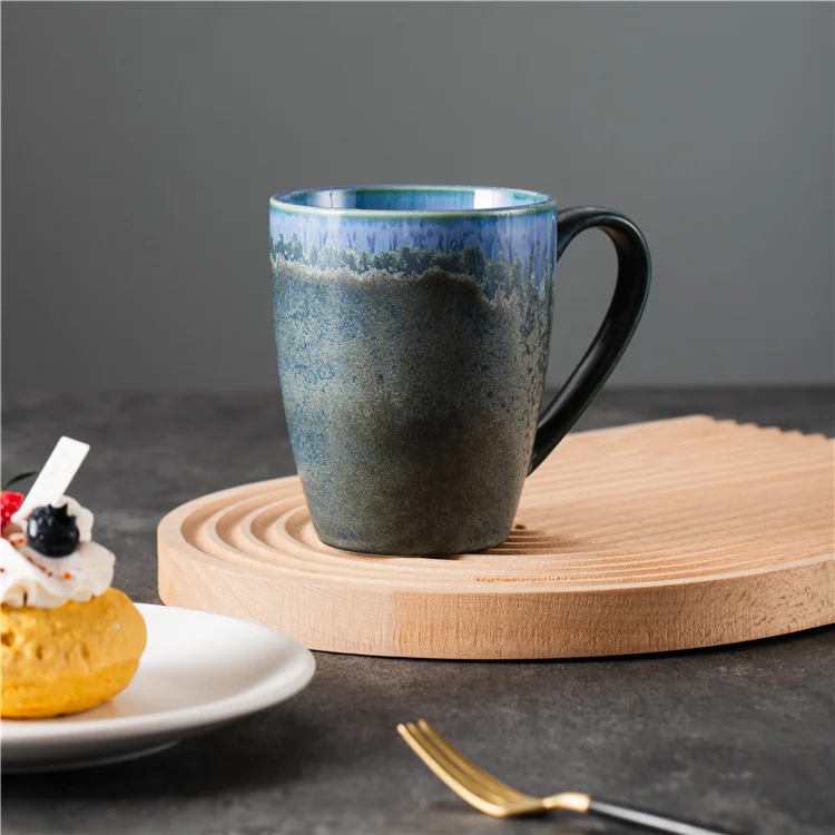 New Creative Color Glazed Restaurant Cafe Drinkware Office Water Ceramic Cup Porcelain Mug with Handle
