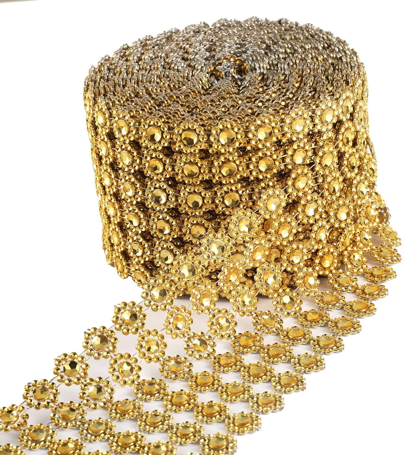 Сетчатая лента с кристаллами, рулон для свадебного украшения, товары для торта на день рождения, товары для искусства и ремесла, Подсолнухи, алмазные Стразы