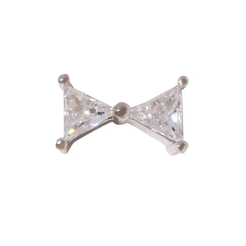 1PC Minimalist Zircon Bow Butterfly Nail Art Charms Pearl Pendant Chain 3D Alloy Jewelry Nail Decorations