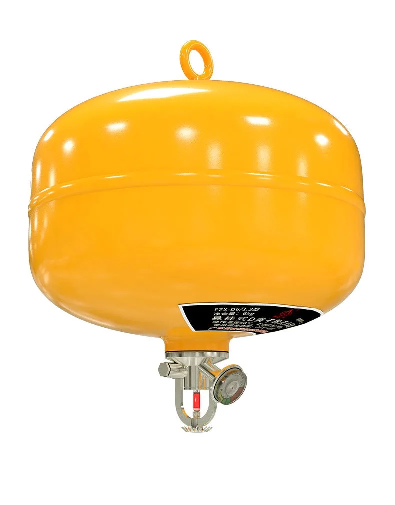 Yellow hanging fire extinguisher