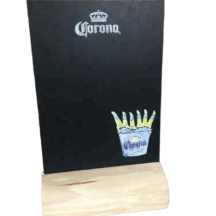 Table Top Wooden Menu Holder With Chalkboard For Restaurant