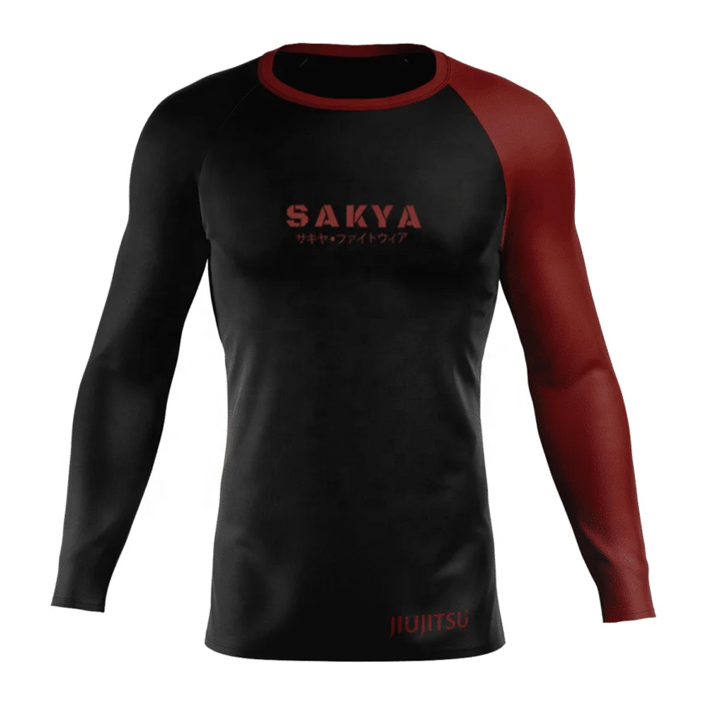 Оптовая продажа высококачественных рубашек для плавания Jiu Jitsu с логотипом на заказ длинным рукавом мужчин Bjj Rashguard спортивная