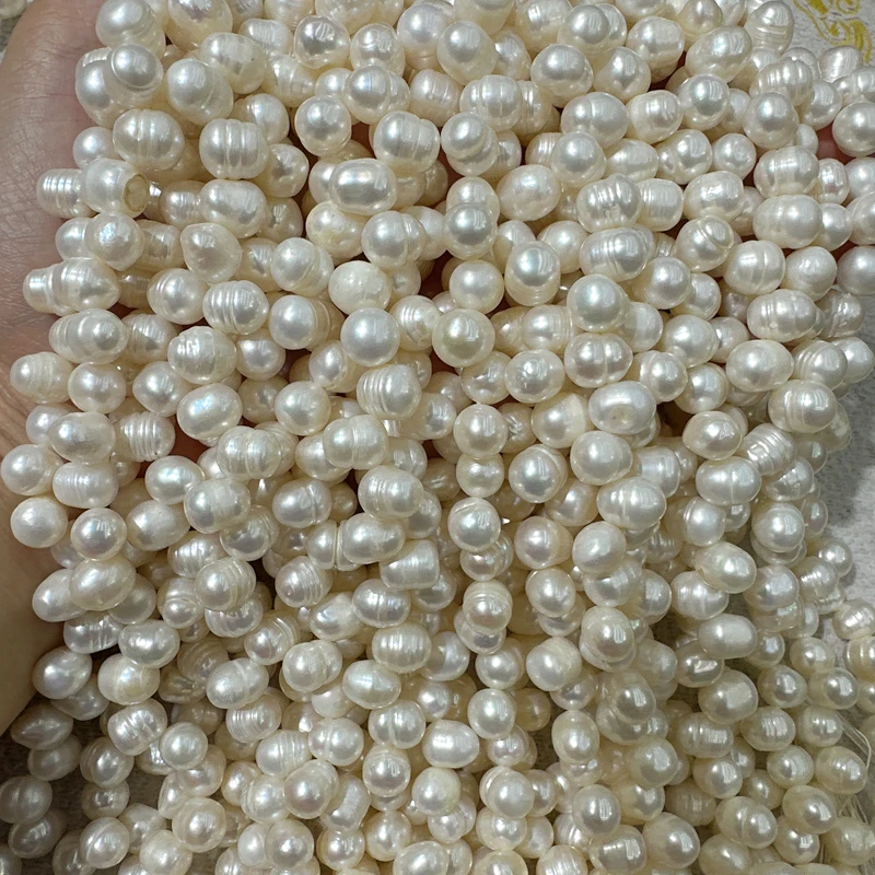 Wholesale Natural Freshwater Natural Freshwater 7-8mm Pearl 1 Line About 35-36cm 50pcs Loose Pearls for DIY Pearl Jewelry