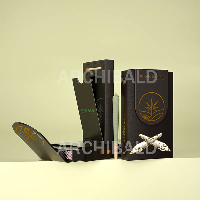 Premium Quality Pre Smell Proof Roll Magnet Flip Cover Custom Recycled Packaging Paper Box